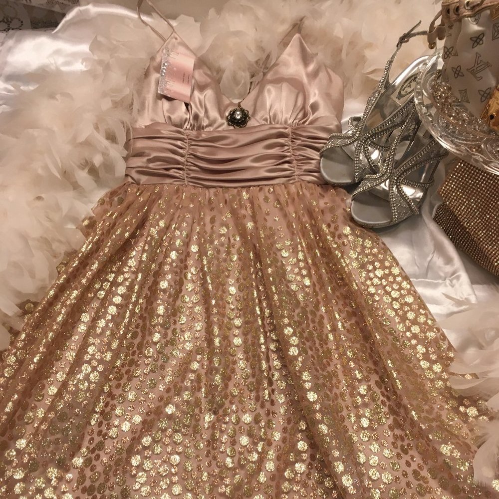 COPY - GORGEOUS vintage dress covered in gold bubbles!!